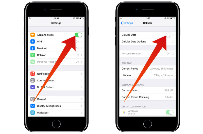 Fix No Service on iPhone 7/7 Plus After Disabling Airplane Mode