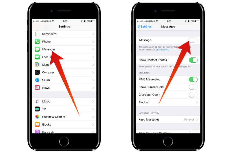 how to turn off imessage without an iphone